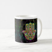 Hamsa Fatma Hand Psychedelic Art Koffiemok (Voorkant rechts)