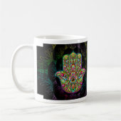 Hamsa Fatma Hand Psychedelic Art Koffiemok (Links)