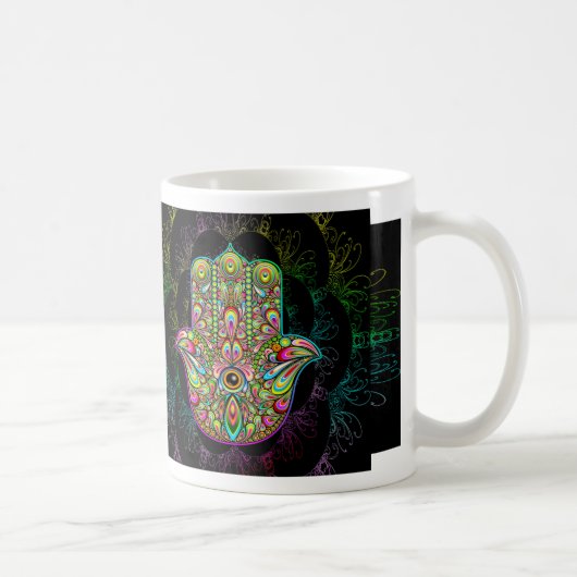 Hamsa Fatma Hand Psychedelic Art Koffiemok (Rechts)