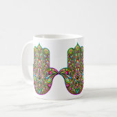 Hamsa Fatma Hand Psychedelic Art Koffiemok (Voorkant links)