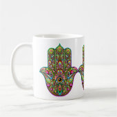 Hamsa Fatma Hand Psychedelic Art Koffiemok (Links)