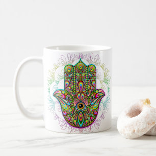 Hamsa Fatma Hand Psychedelic Art Koffiemok