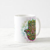 Hamsa Fatma Hand Psychedelic Art Koffiemok (Voorkant rechts)