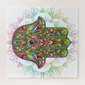 Hamsa Fatma Hand Psychedelic Art Legpuzzel (Horizontaal)