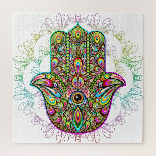 Hamsa Fatma Hand Psychedelic Art Legpuzzel (Verticaal)