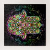 Hamsa Fatma Hand Psychedelic Art Legpuzzel (Horizontaal)