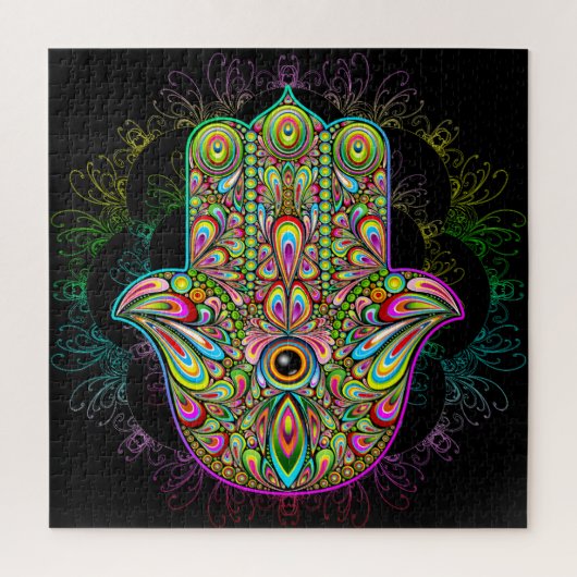 Hamsa Fatma Hand Psychedelic Art Legpuzzel (Verticaal)