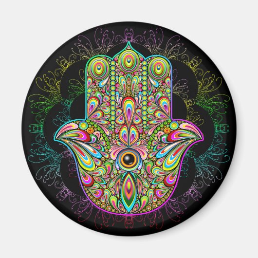 Hamsa Fatma Hand Psychedelic Art Magneet (Voorkant)