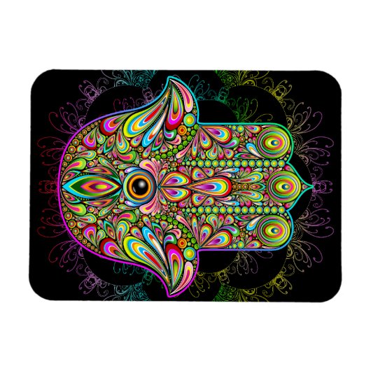 Hamsa Fatma Hand Psychedelic Art Magneet (Horizontaal)