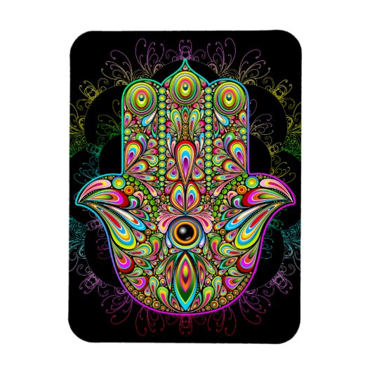 Hamsa Fatma Hand Psychedelic Art Magneet (Verticaal)