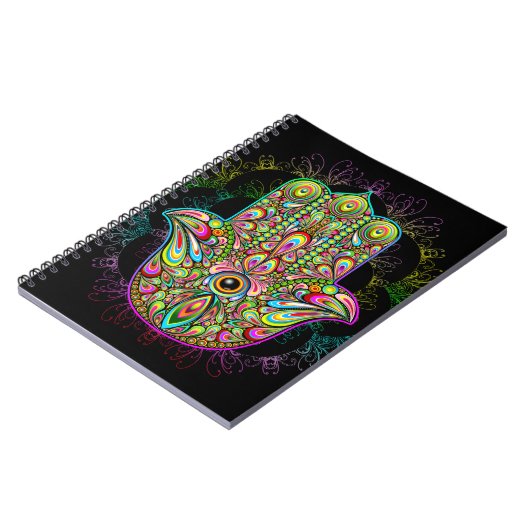 Hamsa Fatma Hand Psychedelic Art Notitieboek (Linkerzijde)