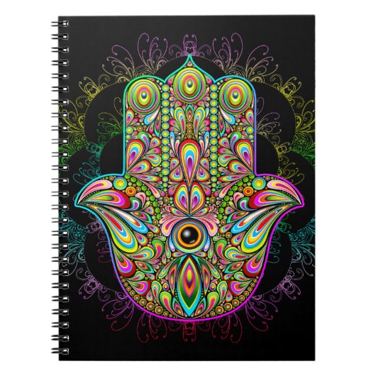 Hamsa Fatma Hand Psychedelic Art Notitieboek (Voorkant)