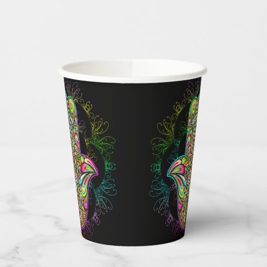 Hamsa Fatma Hand Psychedelic Art Papieren Bekers (Links)