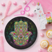 Hamsa Fatma Hand Psychedelic Art Papieren Bordje (Feest)