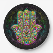 Hamsa Fatma Hand Psychedelic Art Papieren Bordje (Voorkant)