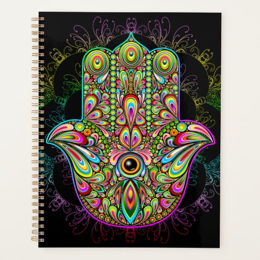 Hamsa Fatma Hand Psychedelic Art Planner (Voorkant)