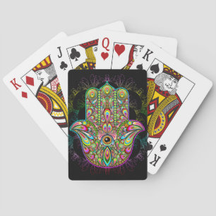 Hamsa Fatma Hand Psychedelic Art Pokerkaarten