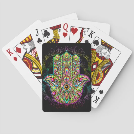 Hamsa Fatma Hand Psychedelic Art Pokerkaarten (Achterkant)