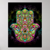 Hamsa Fatma Hand Psychedelic Art Poster (Voorkant)