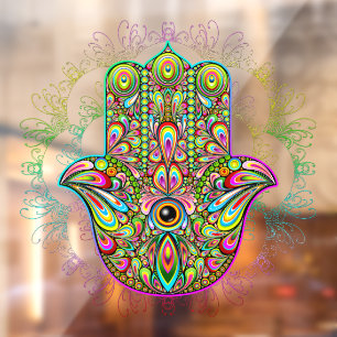 Hamsa Fatma Hand Psychedelic Art Raamsticker