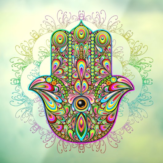 Hamsa Fatma Hand Psychedelic Art Raamsticker (Vel 3)
