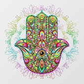 Hamsa Fatma Hand Psychedelic Art Raamsticker (Vel)