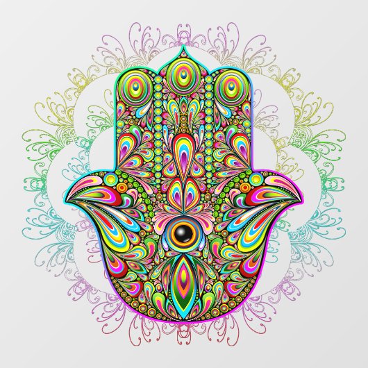 Hamsa Fatma Hand Psychedelic Art Raamsticker (Vel)