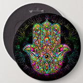 Hamsa Fatma Hand Psychedelic Art Ronde Button 6,0 Cm (Voorkant /achterkant)