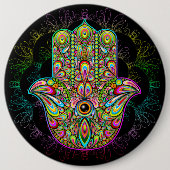 Hamsa Fatma Hand Psychedelic Art Ronde Button 6,0 Cm (Voorkant)