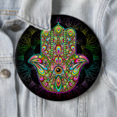 Hamsa Fatma Hand Psychedelic Art Ronde Button 6,0 Cm (In situ)