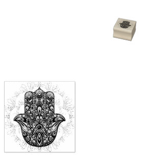 Hamsa Fatma Hand Psychedelic Art Rubberstempel