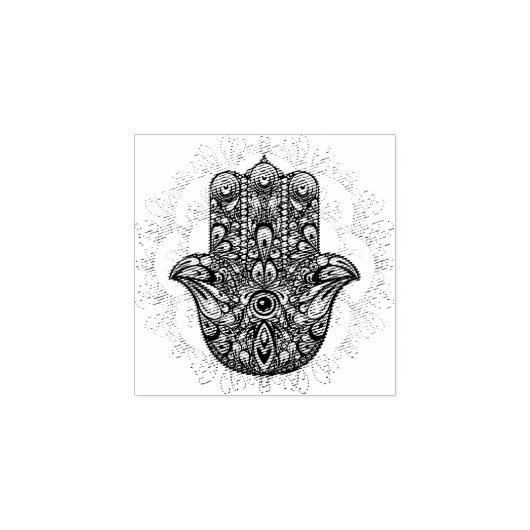 Hamsa Fatma Hand Psychedelic Art Rubberstempel (Afrduk)