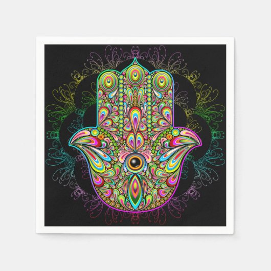 Hamsa Fatma Hand Psychedelic Art Servet (Voorkant)