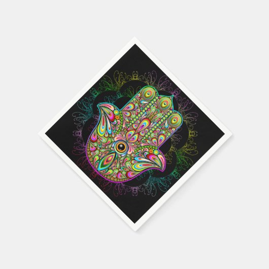 Hamsa Fatma Hand Psychedelic Art Servet (Hoek)