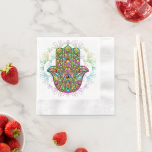 Hamsa Fatma Hand Psychedelic Art Servet