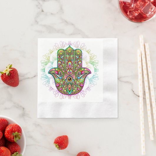 Hamsa Fatma Hand Psychedelic Art Servet (Insitu)