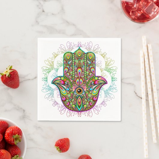 Hamsa Fatma Hand Psychedelic Art Servet (Insitu)