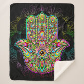Hamsa Fatma Hand Psychedelic Art Sherpa Deken (Voorkant)