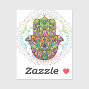 Hamsa Fatma Hand Psychedelic Art Sticker