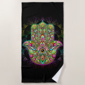 Hamsa Fatma Hand Psychedelic Art Strandlaken (Voorkant)