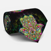 Hamsa Fatma Hand Psychedelic Art Stropdas (Opgerold)
