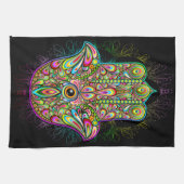 Hamsa Fatma Hand Psychedelic Art Theedoek (Horizontaal)
