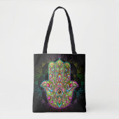 Hamsa Fatma Hand Psychedelic Art Tote Bag (Voorkant)