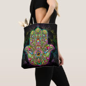 Hamsa Fatma Hand Psychedelic Art Tote Bag (Dichtbij)