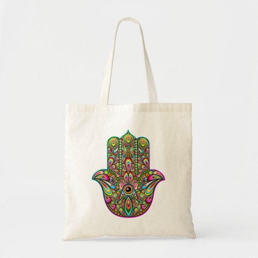 Hamsa Fatma Hand Psychedelic Art Tote Bag (Voorkant)