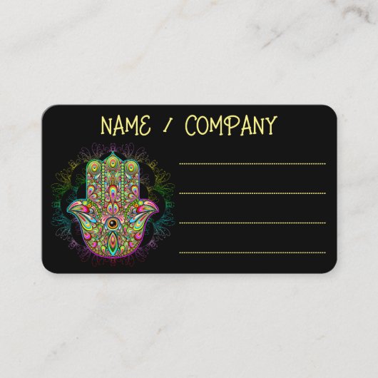 Hamsa Fatma Hand Psychedelic Art Visitekaartje (Voorkant)
