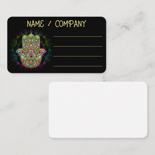 Hamsa Fatma Hand Psychedelic Art Visitekaartje (Voorkant / Achterkant)