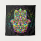 Hamsa Fatma Hand Psychedelic Art Wandkleed (Voorkant)