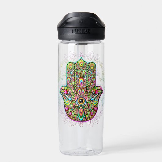 Hamsa Fatma Hand Psychedelic Art Waterfles (Achterkant)