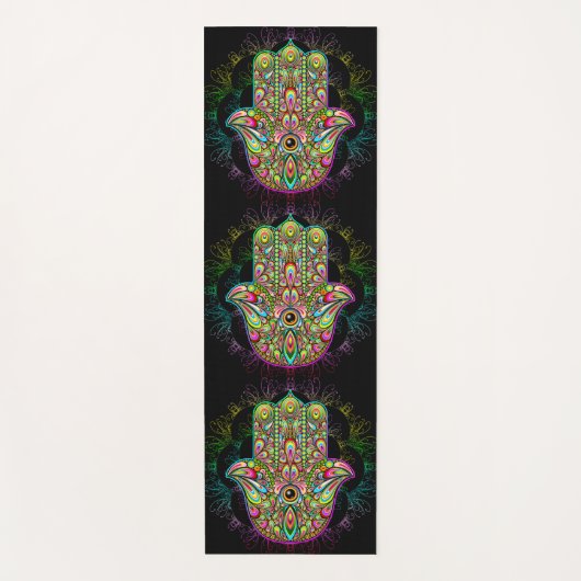 Hamsa Fatma Hand Psychedelic Art Yogamat (Voorkant)